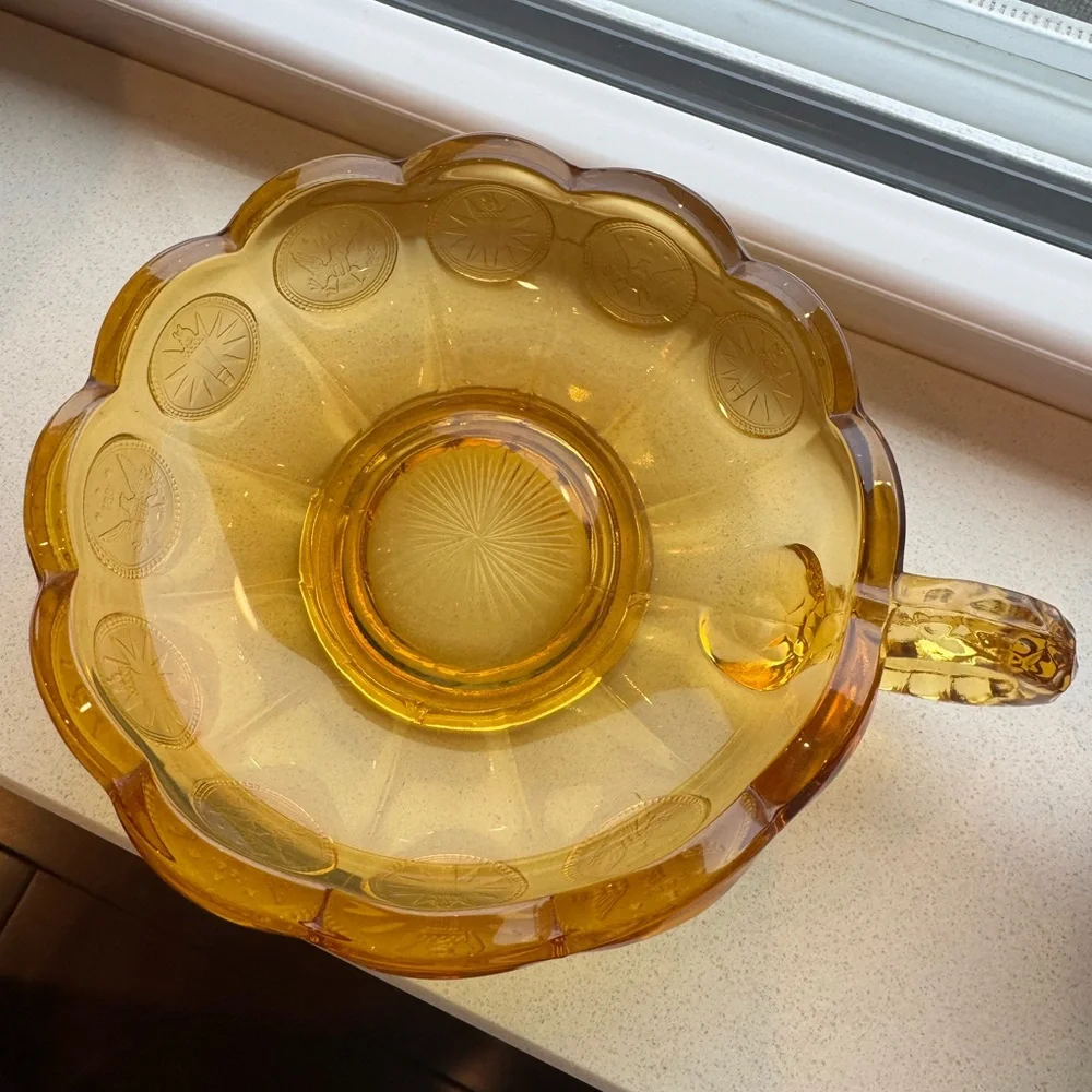 Vintage FOSTORIA AMBER Coin Glass Set